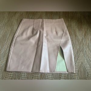 Lulus Women's Pink Faux Leather Mini Skirt with Side Slit,Size XS